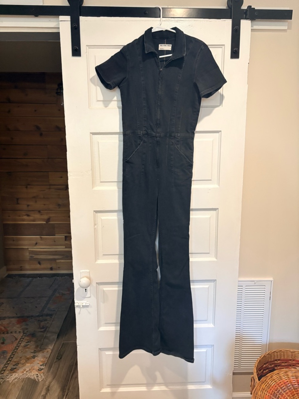 Free people jean jumpsuit